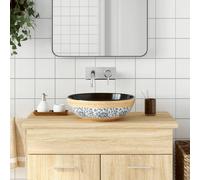 vidaXL Lavabo sobre Encimera Redondo, Lavamanos de Tocador, Lavabo de Fregadero, Lavamanos sobre Encimera para Baño Aseo, Cerámica Multicolor