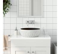 vidaXL Lavabo sobre encimera redondo Φ41x14 cm Cerámica Negro y gris