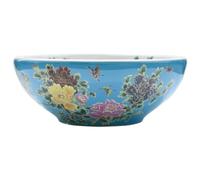 vidaXL Lavabo sobre Encimera Redondo, Lavamanos de Tocador, Lavabo de Fregadero, Lavamanos sobre Encimera para Baño Aseo, Cerámica Multicolor