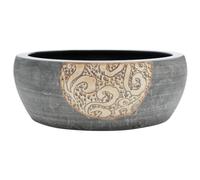 vidaXL Lavabo sobre Encimera Redondo, Lavamanos de Tocador, Lavabo de Fregadero, Lavamanos sobre Encimera para Baño Aseo, Cerámica Marrón y Negro