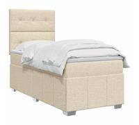 vidaXL LED Boxspringbed pone Matras Cremekleurig 90 x 200 cm Stof