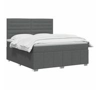 vidaXL LED Boxspringbed pone Matras Donkergrijs 140 x 190 cm Stof