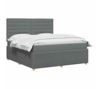 vidaXL LED Boxspringbed pone Matras Donkergrijs 140 x 200 cm Stof