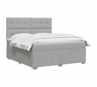 vidaXL LED Boxspringbed pone Matras Lichtgrijs 140 x 200 cm Stof
