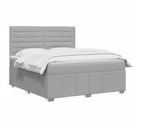 vidaXL LED Boxspringbed pone Matras Lichtgrijs 140 x 200 cm Stof