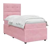 vidaXL LED Boxspringbed pone Matras Roze 100 x 200 cm Fluweel