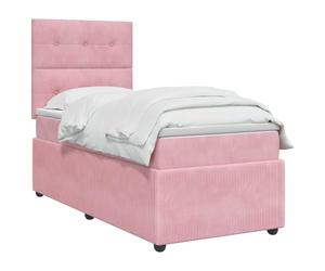 vidaXL LED Boxspringbed pone Matras Roze 100 x 200 cm Fluweel