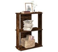 vidaXL Librería 3 estantes madera ingeniería roble ahumado 60x30x80 cm