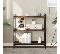 vidaXL Librería 3 estantes madera ingeniería roble ahumado 80x30x86 cm