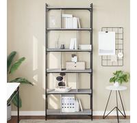vidaXL Librería 6 estantes madera ingeniería gris Sonoma 76x32x192 cm