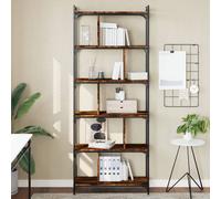 vidaXL Librería 6 estantes madera ingeniería roble ahumado 76x32x192cm