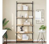 vidaXL Librería 6 estantes madera ingeniería roble Sonoma 76x32x192 cm