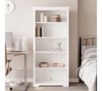 vidaXL Librería con 5 Estantes, Armario Auxiliar de Almacenaje, Mueble Archivador, Estantería para Oficina Salón, Madera Maciza de Pino Blanco