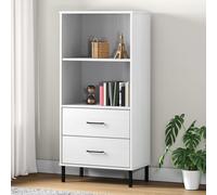 vidaXL Librería con 2 cajones OSLO madera maciza blanco 60x35x128,5 cm