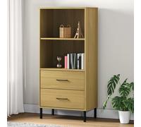 vidaXL Librería con 2 cajones OSLO madera maciza marrón 60x35x128,5 cm