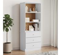 vidaXL Librería alta con cajones Madera de pino blanco 60x35x142 cm
