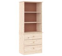 vidaXL Librería Alta con cajones madera maciza de pino 60x35x142 cm Natural/Blanco