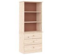 vidaXL Librería Alta con cajones madera maciza de pino 60x35x142 cm Natural/Blanco