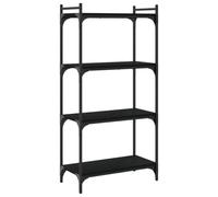 vidaXL Librería de 4 Estantes, Estantería para Libros, Armario de Almacenaje, Estantería Expositora para Oficina, Madera de Ingeniería Negro