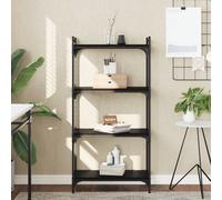 vidaXL Librería de 4 Estantes, Estantería para Libros, Armario de Almacenaje, Estantería Expositora para Oficina, Madera de Ingeniería Negro