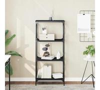 vidaXL Librería de 4 Estantes, Estantería para Libros, Armario de Almacenaje, Estantería Expositora para Oficina, Madera de Ingeniería Negro