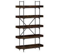 vidaXL Librería de 5 Estantes, Armario de Almacenaje para Libros, Estanterías Expositoras, Estantes para Oficina, Madera de Ingeniería Roble Ahumado