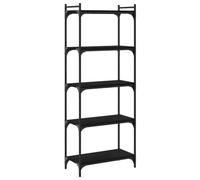vidaXL Librería de 5 Estantes, Estantería para Libros, Armario de Almacenaje, Estantería Expositora para Oficina, Madera de Ingeniería Negro