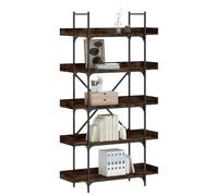 vidaXL Librería de 5 estantes madera ingeniería roble ahumado