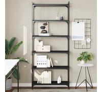 vidaXL Librería de 6 estantes madera de ingeniería negro 80x30x188 cm