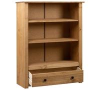 Vidaxl Librería de Madera Maciza Pino Estilo Panamá 80x35x110 Cm Marrón y Blanco Estantería/librería/mueble de Almacenamiento Brown