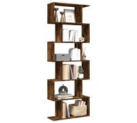 vidaXL Librería divisor 6 niveles madera ingeniería 70x24x193cm en color Blanco/Roble Sonoma/Marrón roble y más