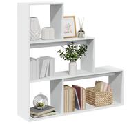 vidaXL Librería divisora 3 niveles madera blanca 123x29x123 cm