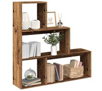 vidaXL Librería divisora 3 niveles madera envejecida 123x29x123 cm