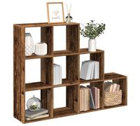vidaXL Librería divisora 3 niveles madera envejecida 137,5x29x103,5 cm