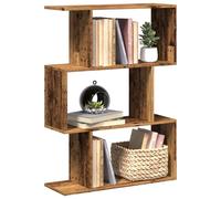 vidaXL Librería divisora 3 niveles madera envejecida 70x24x97 cm
