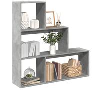vidaXL Librería divisora 3 niveles madera gris hormigón 123x29x123 cm