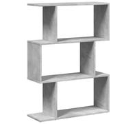 vidaXL Librería divisora 3 niveles madera gris hormigón 70x24x97 cm