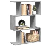 vidaXL Librería divisora 3 niveles madera gris hormigón 70x24x97 cm