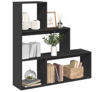 vidaXL Librería divisora 3 niveles madera negro 123x29x123 cm
