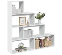 vidaXL Librería divisora 4 niveles madera blanca 143,5x29x143,5 cm en color Blanco/Roble Sonoma/Gris sonoma y más