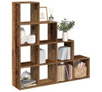 vidaXL Librería divisora 4 niveles madera envejecida 131,5x29x131,5 cm