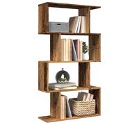 vidaXL Librería divisora 4 niveles madera envejecida 70x24x129 cm