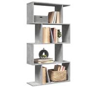 vidaXL Librería divisora 4 niveles madera gris hormigón 70x24x129 cm