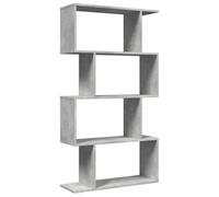 vidaXL Librería divisora 4 niveles madera gris hormigón 70x24x129 cm