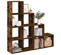 vidaXL Librería divisora 4 niveles madera negra 131,5x29x131,5 cm en color Negro/Gris sonoma/Gris hormigón y más