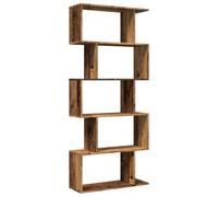 vidaXL Librería divisora 5 niveles madera envejecida 70x24x161 cm