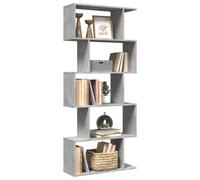 vidaXL Librería divisora 5 niveles madera gris hormigón 70x24x161 cm