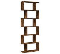 vidaXL Librería divisora 6 niveles de madera roble ahumado 70x24x193 cm