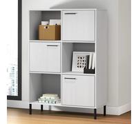 Librería Patas De Metal Oslo Madera Maciza Blanco 90x35x128,5cm Vidaxl