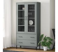 vidaXL Librería patas de metal OSLO madera maciza gris 85x35x172,5cm